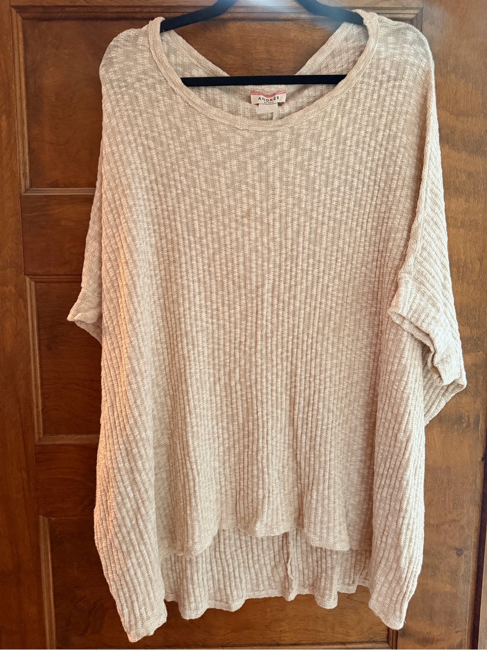 Andree Cream Ribbed Waffle Knit Tunic Top
